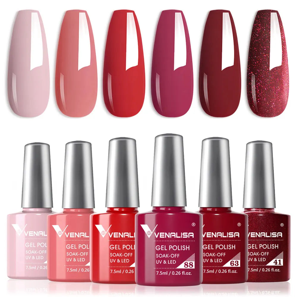 Venalisa Nail Gel Polish Kit HEMA TPO FREE Nude Pink Color Collection Self Leveling Full Coverage Nail Manicure Set 6Pcs Kit