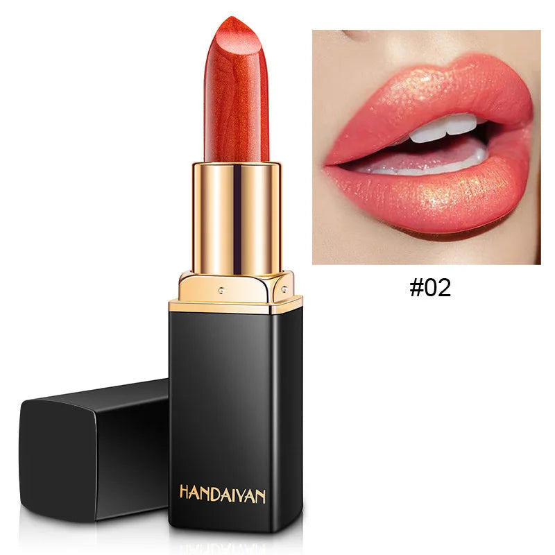 Pearl Changing Metallic Lipstick 9 Colors Long Lasting Shiny Warm Gold Plated Mermaid Maggie Women Lipstick