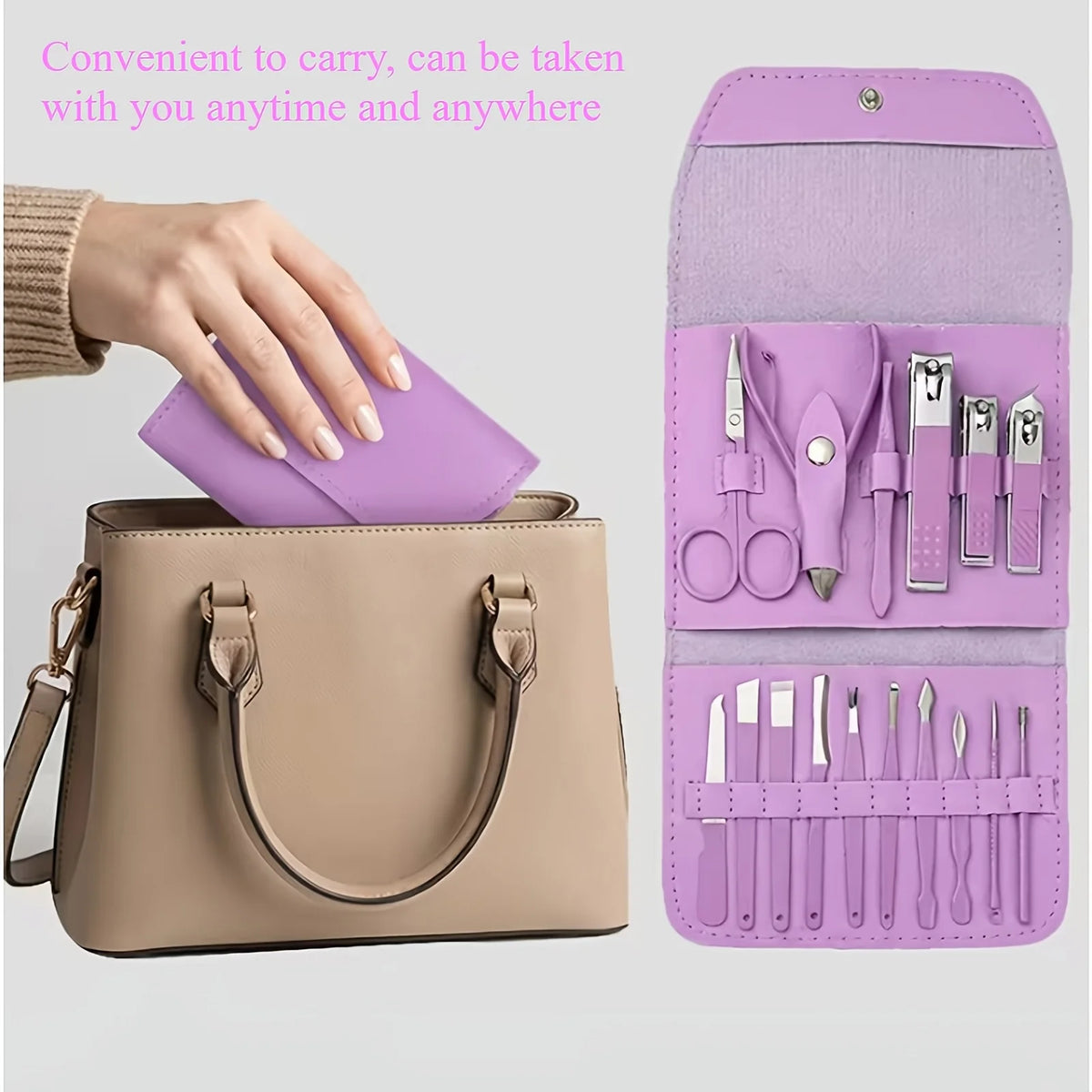 16Pcs Manicure Pedicure Tool Set Stainless Steel Nail Clipper Kit with Storage Bag Cuticle Nail Care Beauty Grooming Tools
