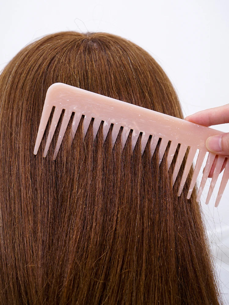Cute Pink Hair Comb Marble Big Wide Tooth Comb Simple Texture Hairdressing Hairbrush Female Anti-static Detangler Brush Set