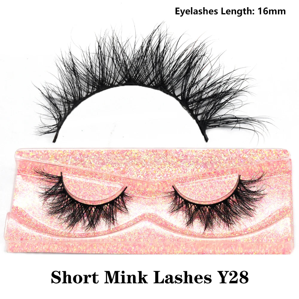 FOXESJI Real Mink Fluffy Short Eye Lashes Extension Wispy Soft Natural Short False Eyelashes Daily Wear Full Strip Lashes Makeup
