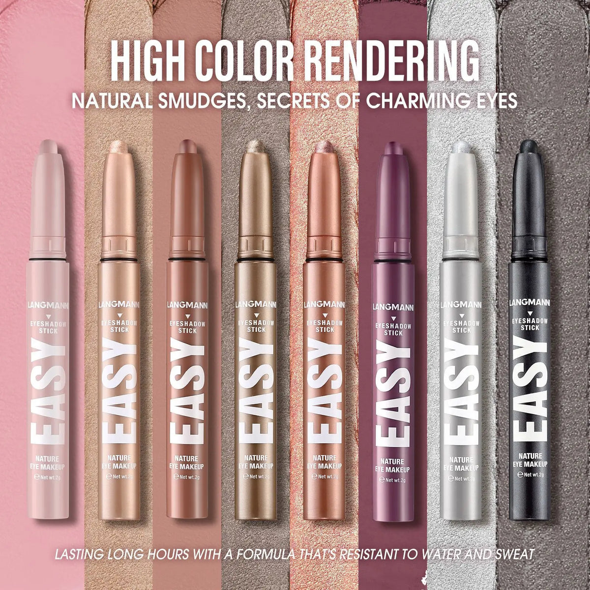 Multi Color Matte Pearlescent Eye Shadow Stick, Eyeliner Pen And High Light Pen, Smooth And Natural Color