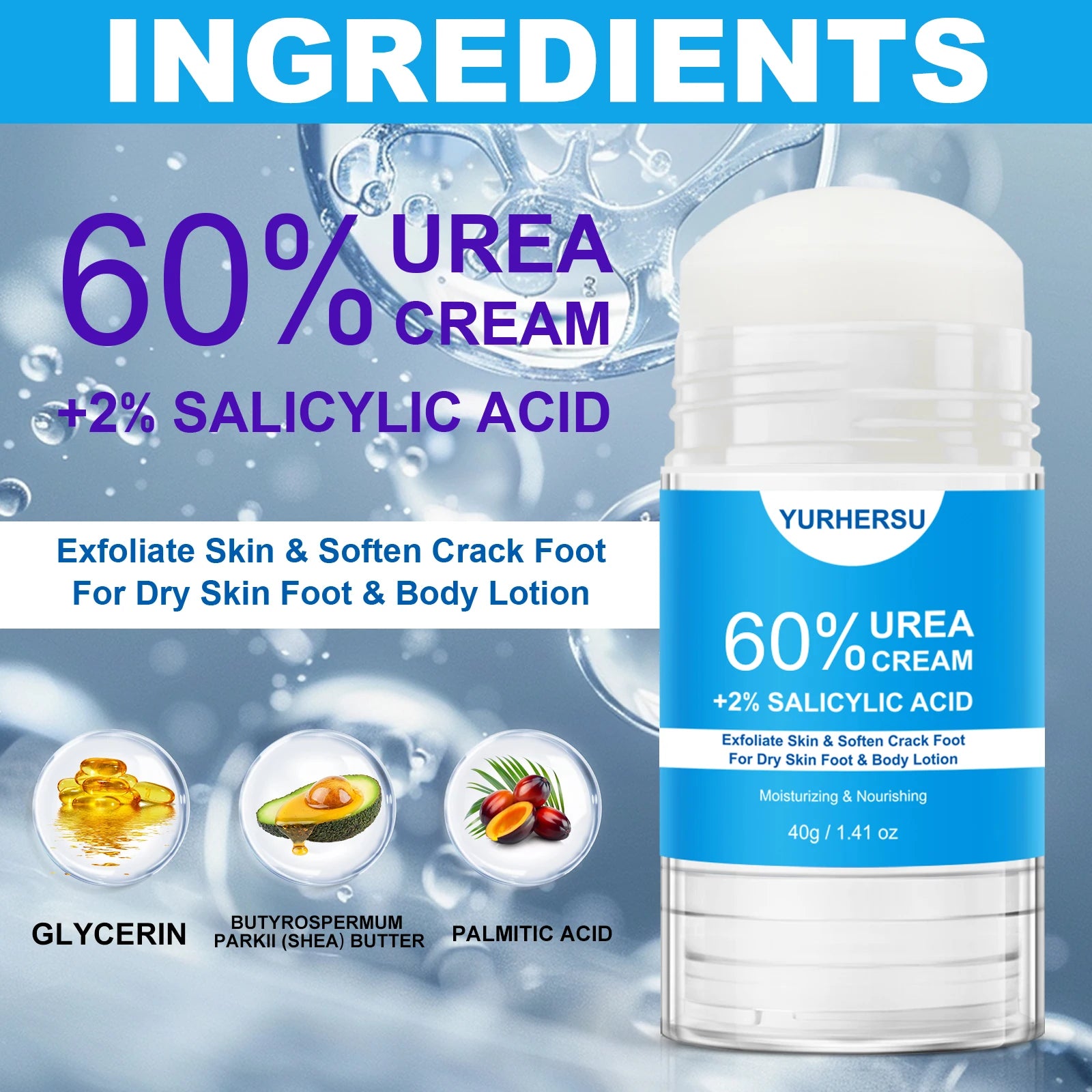 60% Urea Foot Cream Stick for Cracked Heels & Callus Removal, Fast Repair, Free Shipping