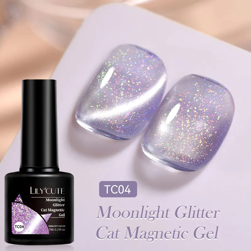 LILYCUTE 7ML Ocean Blue Cat Magnetic Gel Nail Polish Sparkling Glimmer Gel Polish Semi Permanent UV Magnet Gel Varnish Nail Art
