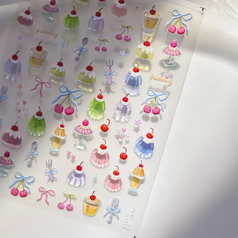 Colorful Balloon Cute Puppy Flower Cherry Bowknot Love Happy Dog Animal Self Adhesive Nail Art Sticker Decoration Manicure Decal
