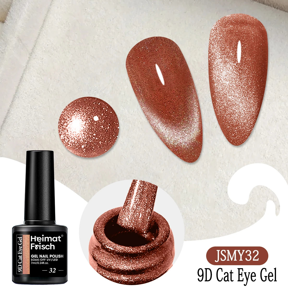 Heimat Frisch Single 0.24oz Crystal Cat Eye Gel Nail Polish - Holographic Glitter, Translucent and Magnetic Effect, Long-Lasting