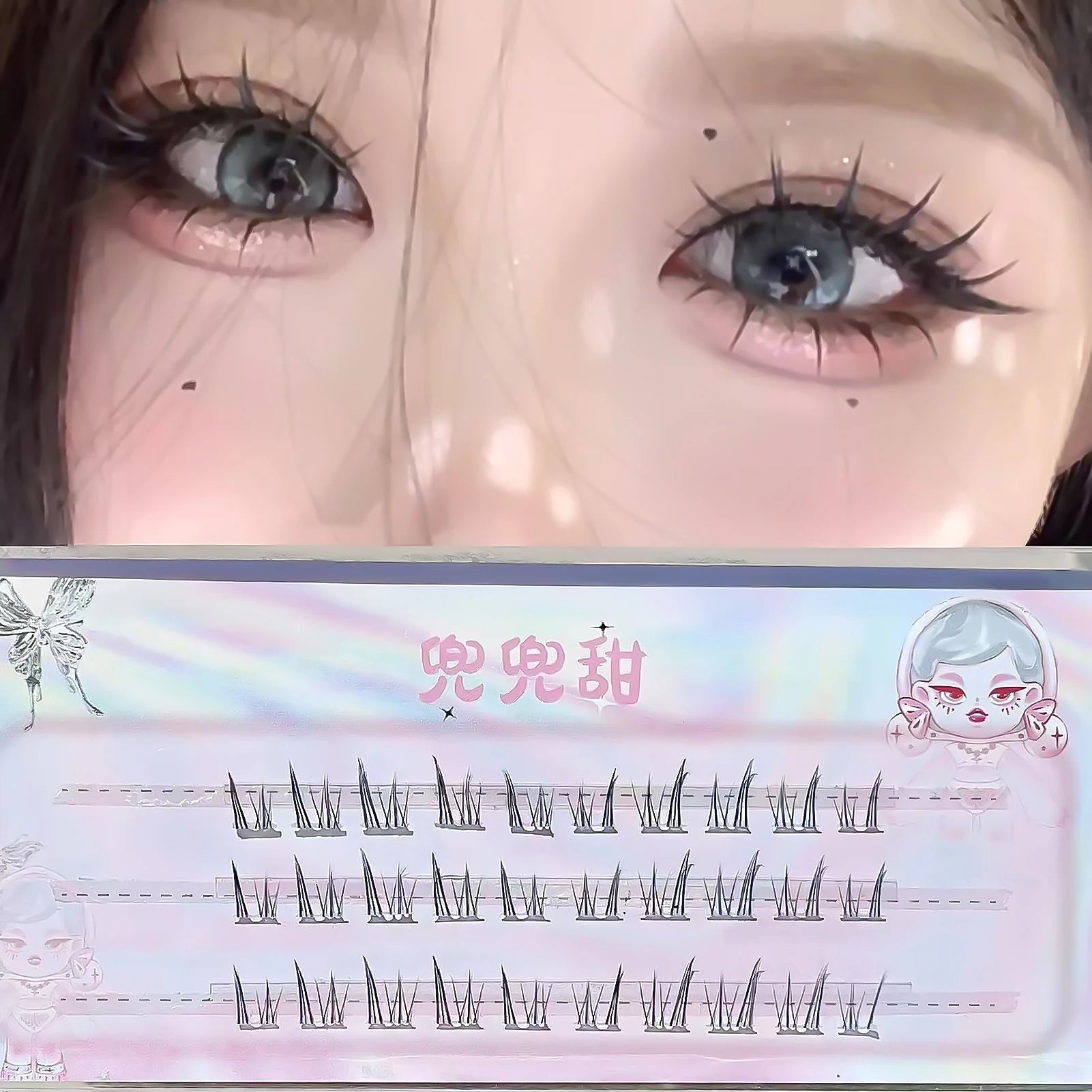Flower Bunny False Eyelashes extenstions Bottom Lashes 5-7mm Mixed C Curl Black Manga Style Natural Looking Under Lashes
