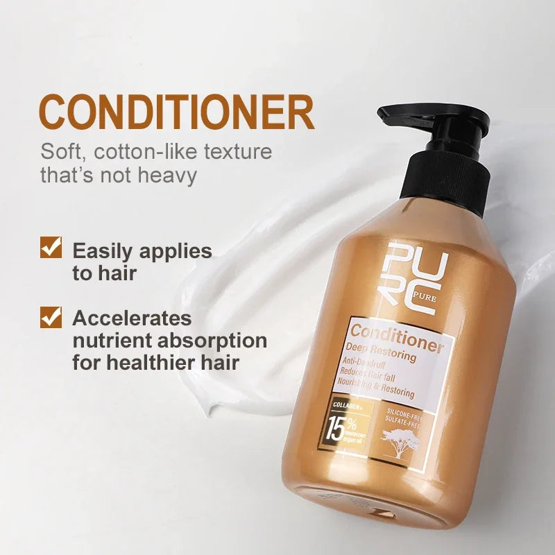 PURC Amino Acid Shampoo Conditioner Morocco Argan Oil Sulfate-Free Smoothing Keratin Hair Treatment Repair Damaged Hair Care
