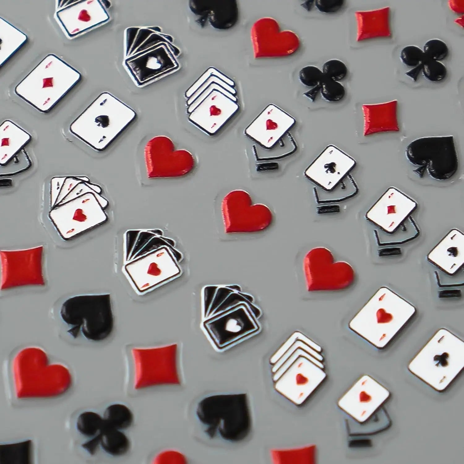 Poker Playing Card Nail Art Stickers 5D Embossed Nail Decoration DIY for Manicure Poker Suit Design Decals Self-Adhesive Supply