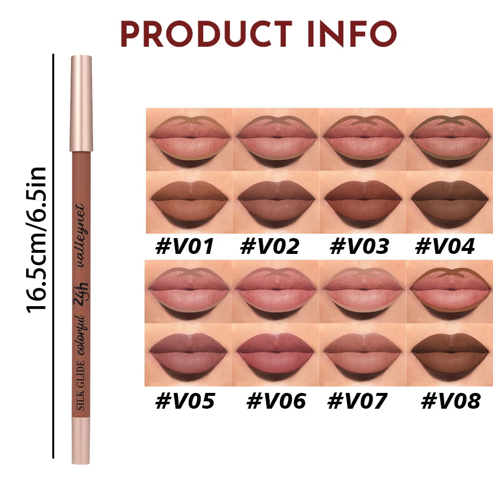 4 Pcs/set Brown Matte Lip Liner | Creamy Waterproof  Long-lasting Waterproof Highly Pigmented Velvety Finish Lip Combo Makeup