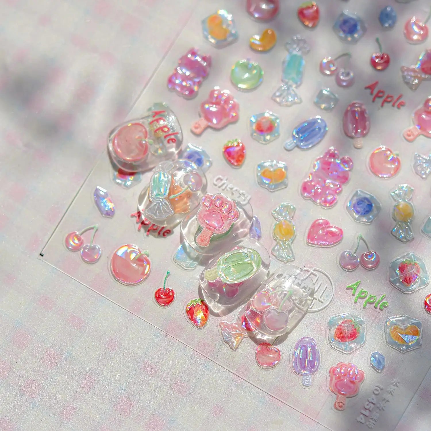 Colorful Balloon Cute Puppy Flower Cherry Bowknot Love Happy Dog Animal Self Adhesive Nail Art Sticker Decoration Manicure Decal