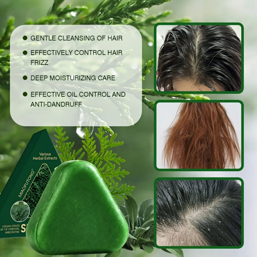 Natural Herbal Shampoo Soap Usman Grass Handmade Soap Hair Nourishing, Oil Control, Refreshing, Fluffy and Soothing Hair Care