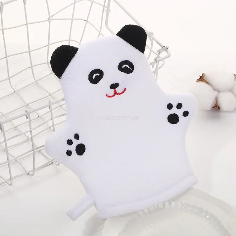 New Baby Bath Gloves for Kids Cartoon Animal Shape Shower Brush Washcloth for Bathing Children Wash Clean Shower Massage