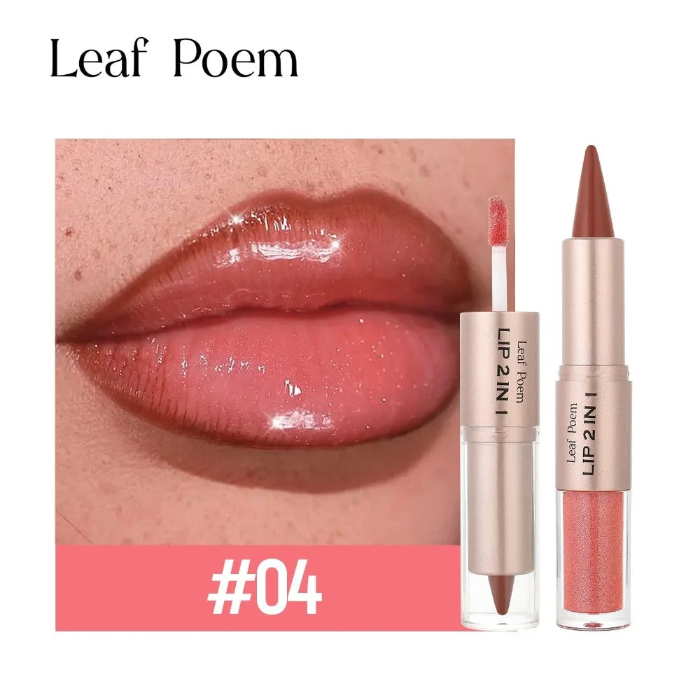 Pink Brown Tapered Lip Liner Contour Pencil Double Head Mirror Plumping Lip Glaze Crystal Lip Gloss Sexy Red Lips Tint Makeup