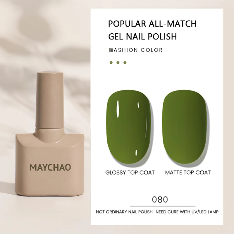 MAYCHAO Gel Nail Polish 12ML Full Coverage Base Top Coat Soak Off Gel Polish UV LED Gel Semi Permanent Varnishes Design Nail Art