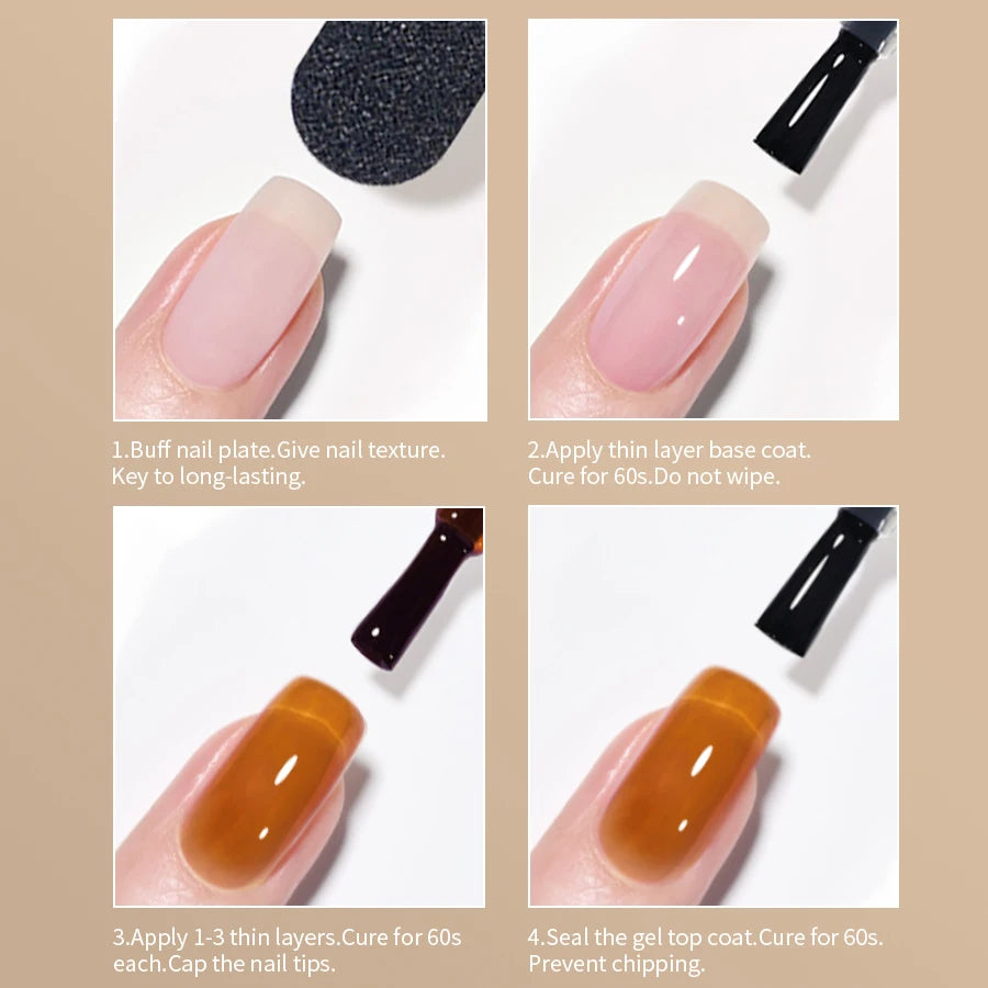 RSNAIL 10g Jelly Amber Gel Nail Polish Crystal Brown Nail Gel DIY Translucent Color Nail Art Gel Permanent UV Gel Polish Varnish