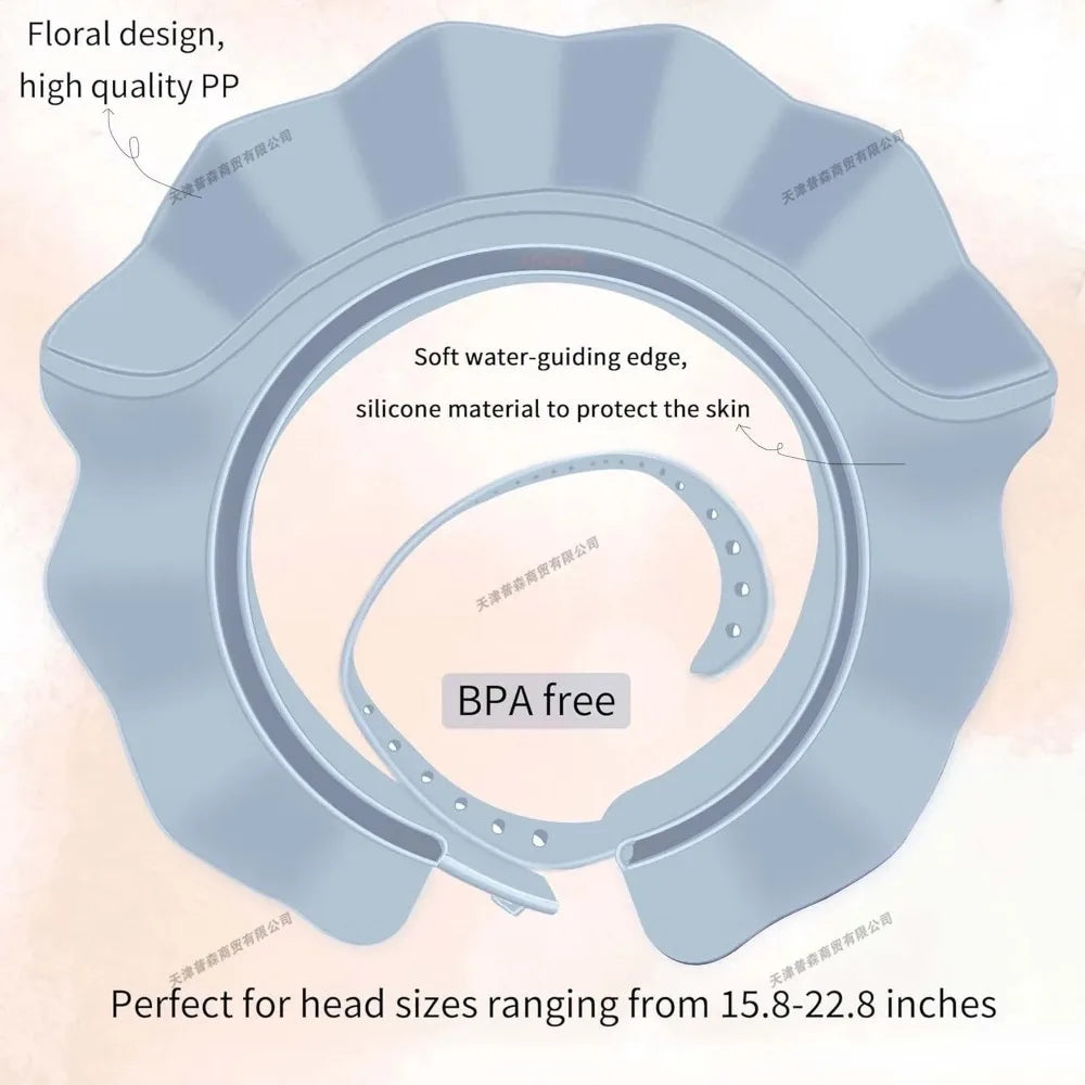 Adjustable Waterproof Shower Cap for Kids Soft Eye Protection Bath Hat for Children Baby Toddler Hair Washing Cover Safe Design