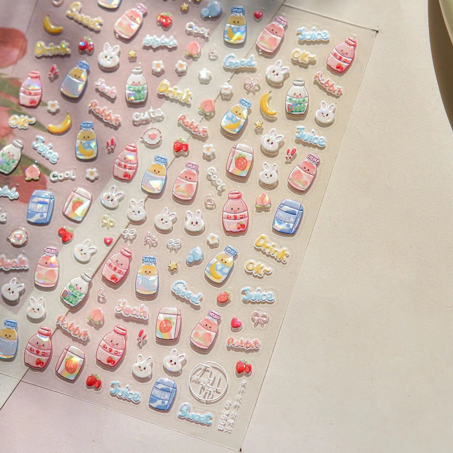 Colored Lemon Jelly Nail Stickers 5D Sweet Fruits Cartoon Calw Bear Candy Self Adhesive Nail Art Stickers DIY 3D Cute Nail Parts