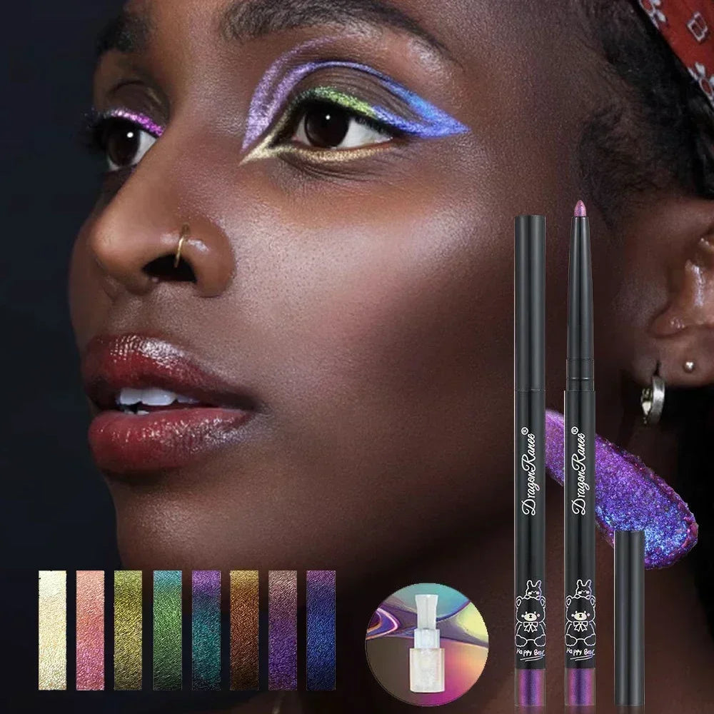 Multi Chrome Eye Liner Pen Lasting Shiny Metallic Eyeshadow Lying Silkworm Green Purple Makeup Pigment Glitter Aurora Eyeliner