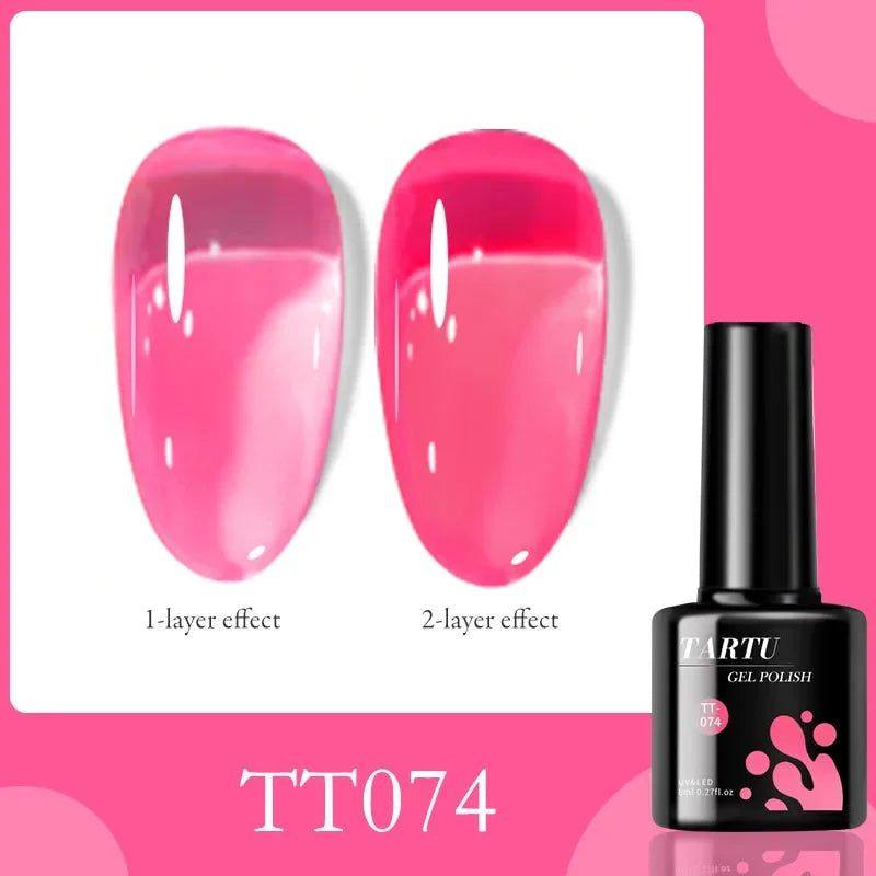 1PC 8ML Jelly Natural Gel Nail Translucent Black Pink Blue Purple Gel Polish UV/LED Soak Off Gel Polish for DIY Holiday Gift