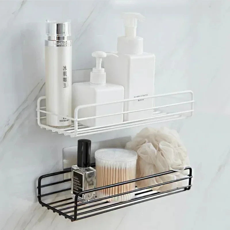Wall Mounted Bathroom Shelf Corner Storage Iron Shower Drain Basket Cosmetic Rack Shampoo Holder Bathroom Organizer Wall Shelves