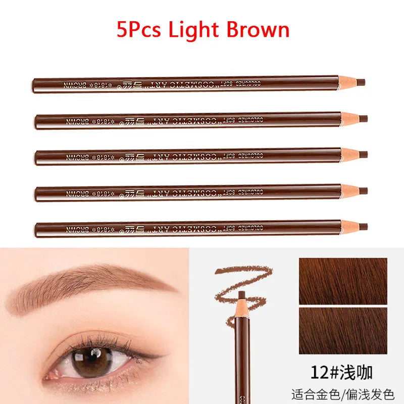 5Pcs Long Lasting Eyebrow Pencil Waterproof Tattoo Pen Eyeliner Black Brown Gray Natural Pull Eye Brow Enhancers Cosmetics Tool
