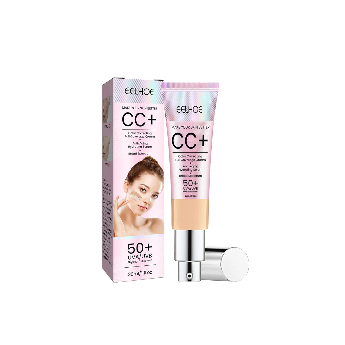 CC Cream Foundation Waterproof Brighten Moisturizing Foundation Concealer Oil-Control Sunscreen Spf 50