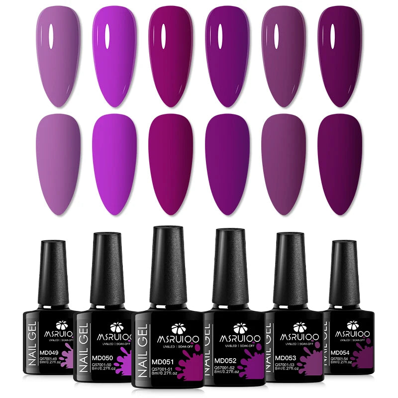 6pc All-Season Colors Gel Nail Polish Set UV LED Soak Off Nail Art Supplies Semi Permanent DIY Manicure Salon Nails Design