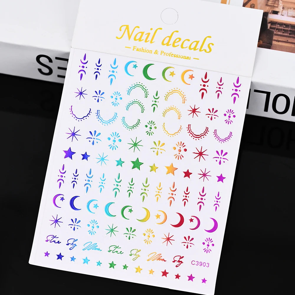 1pcs Star-Themed Nail Art Stickers 3D Self-Adhesive Plastic Decals With Glitter Finish Anime Rectangle Shape Ideal For DIY Nails