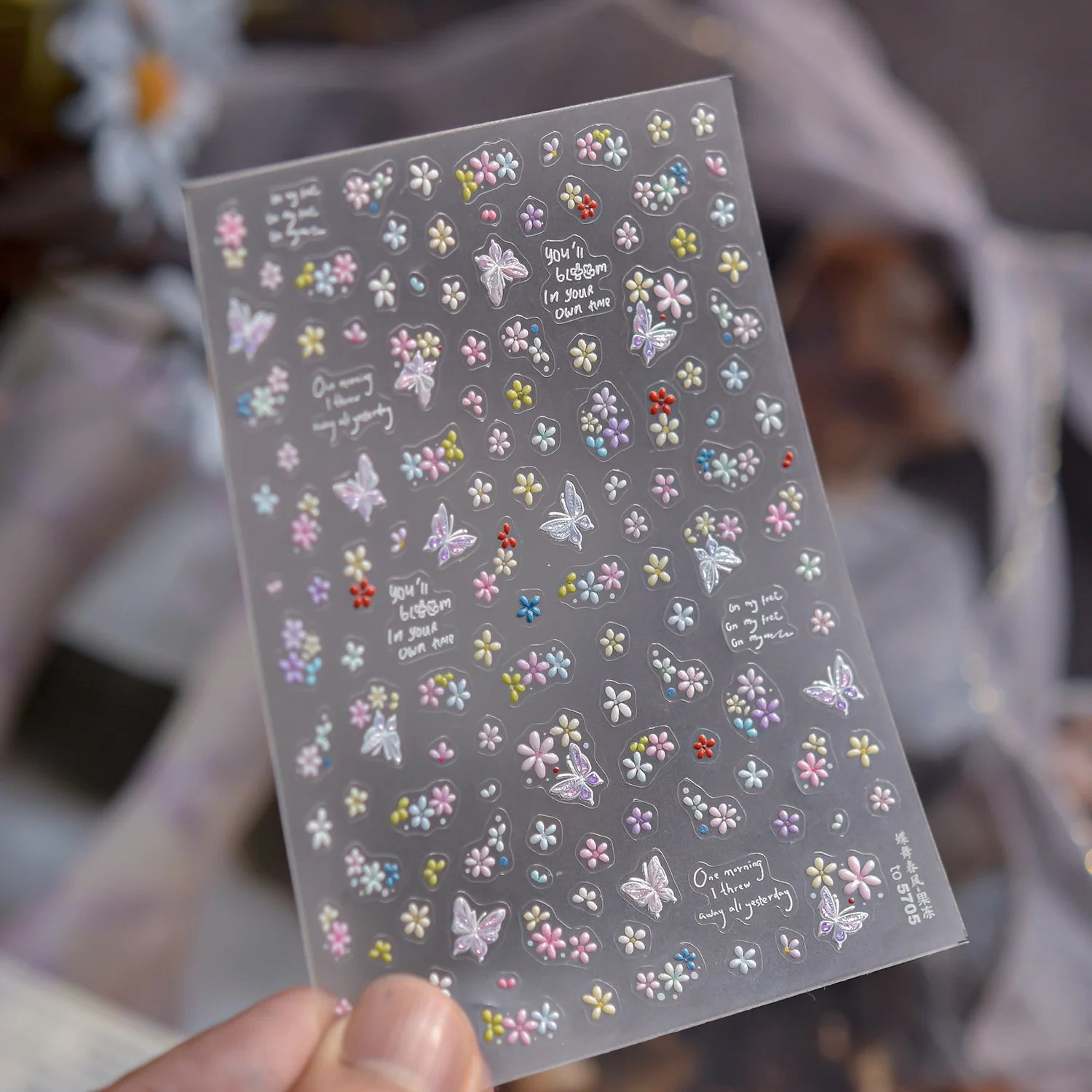 5D Summer Ocean Nail Stickers Seaside Vacation Colorful Fish Bubble Starfish Little Octopus Nail Decal Fresh Sea Manicure Decor