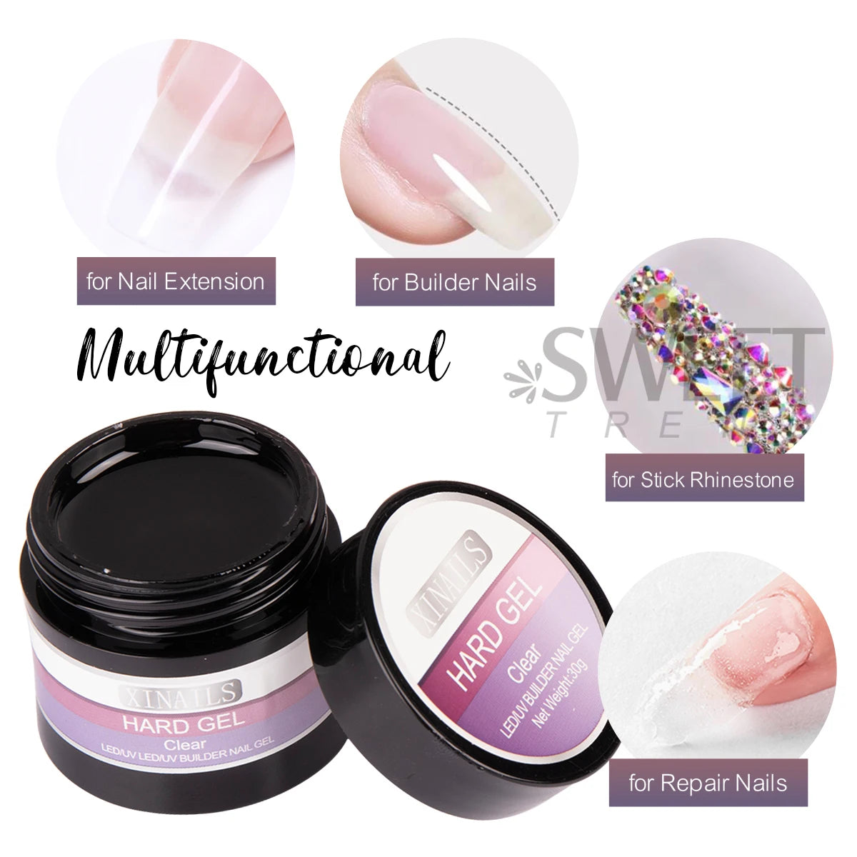 30g Extension Strengthening Nail Construction Gel Clear Jelly Hard Gel Multifunctional Fast Building UV Prolong Manicure Tools
