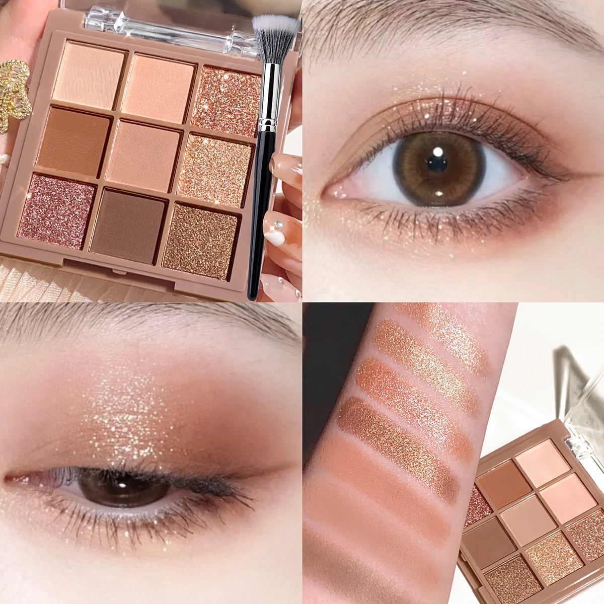 Matte Shimmer Eyeshadow Palette 9 Colors Waterproof Long Lasting Natural Nude Makeup Cocoa Brown Korean Style