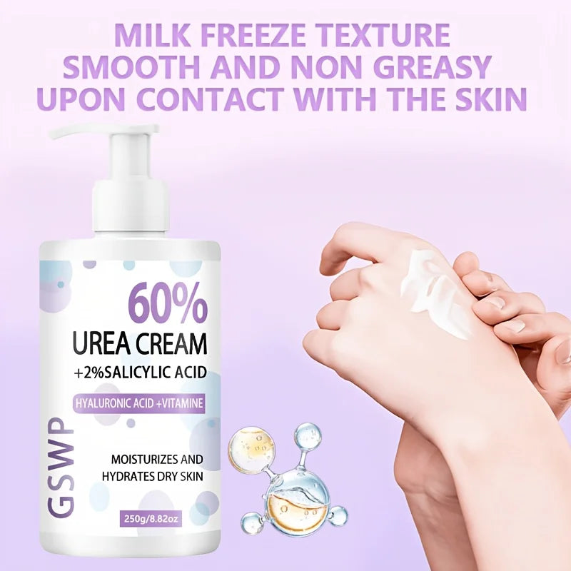 GSWP 60% Urea Moisturising Hand and Foot Cream, Containing Salicylic Acid, Protects and Nourishes Hands and Feet. 250g/500g