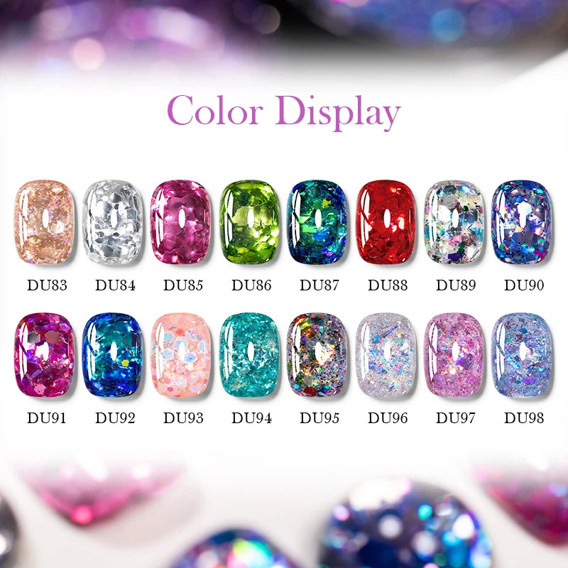 8ML Glitter Gel Nail Polish Shining Mineral Sequins Soak Off UV LED Nail Gel Semi Permanent Nail Art Supplies for Manicure