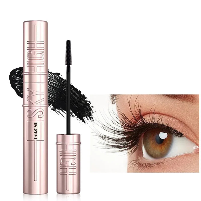 DIAONI Black Waterproof Volumizing Mascara - Sky-High Curl Smudge-Proof Lengthening Long-Lasting Makeup for Eyes