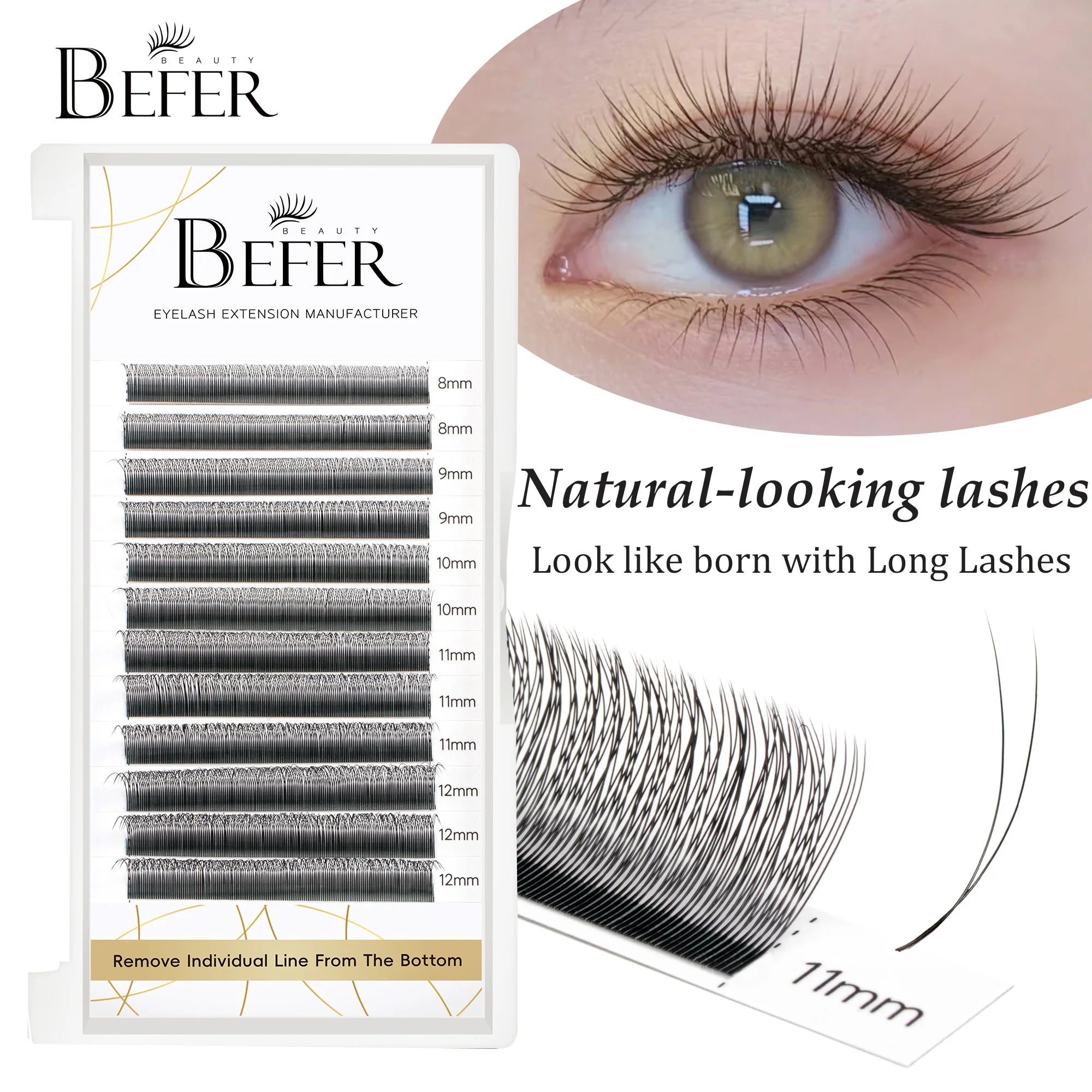 Befer Natural False Eyelashes Narrow 2D/3D Super Soft Eyelash 0.07 0.10 8-15mm Lashes Extension Supplier High Quality Wholesale