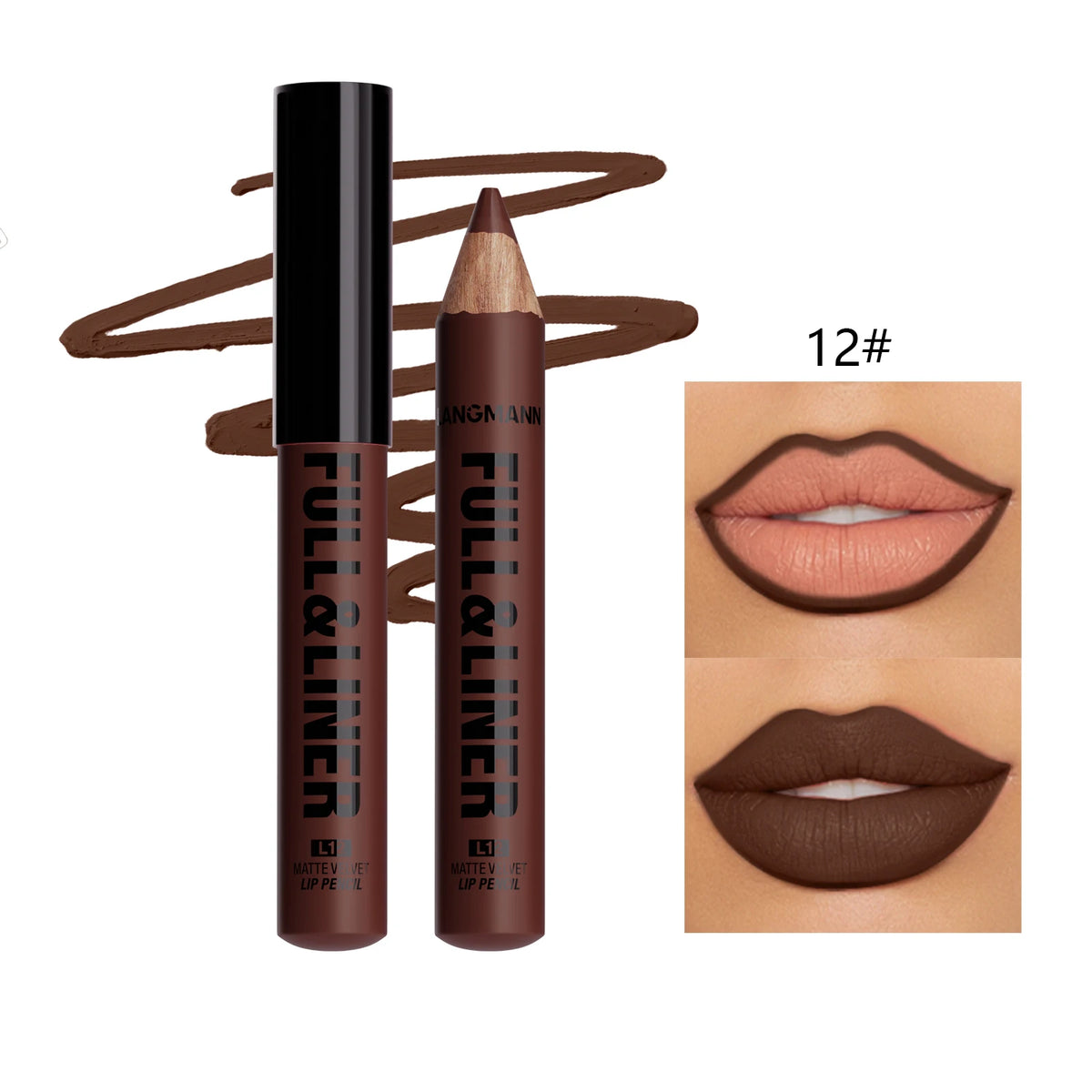 Matte Lip Liner, Lipstick, Wooden Pen Can Be Cut, Lip Liner Lasts for A Long Time,Does Not Stick To The Cup,Does Not Fade