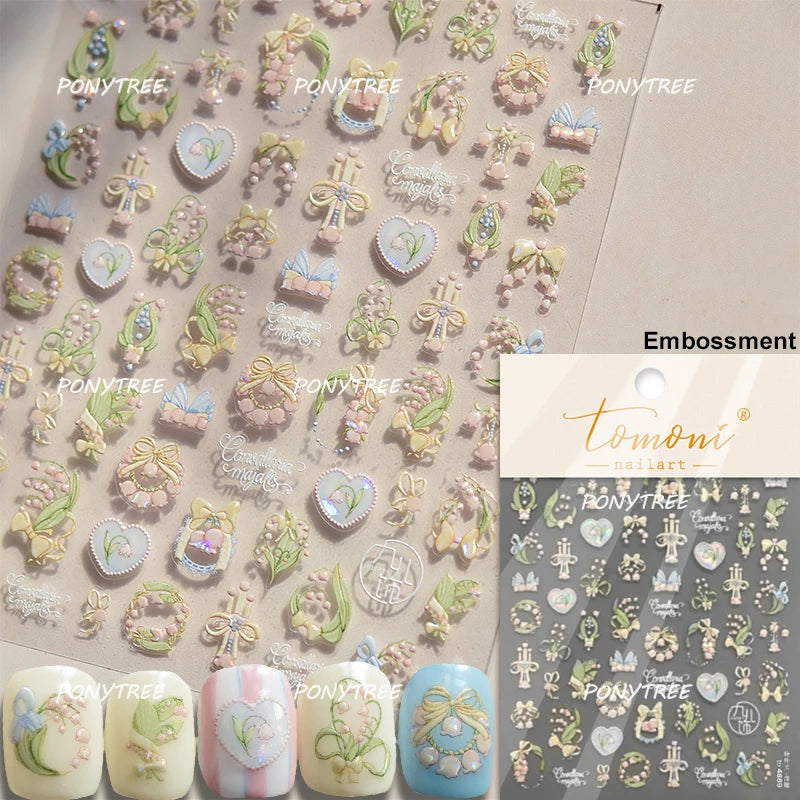 Elegant Pink Purple Flower Rose Colourful Gentle Petal Peach Blossom Metal Shiny Self Nail Art Sticker Decoration Manicure Decal