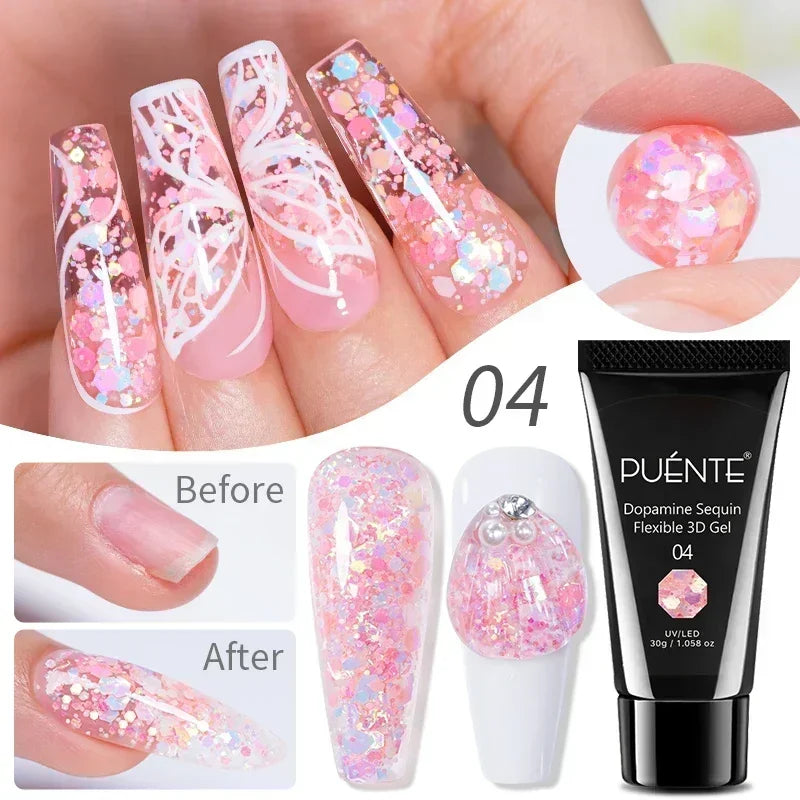 PUENTE 5ml Flower Fairy Gel Nail Polish Pink Blue Purple Natural Dried Flowers Gel For Nail Art Soak Off UV Varnish For Manicure