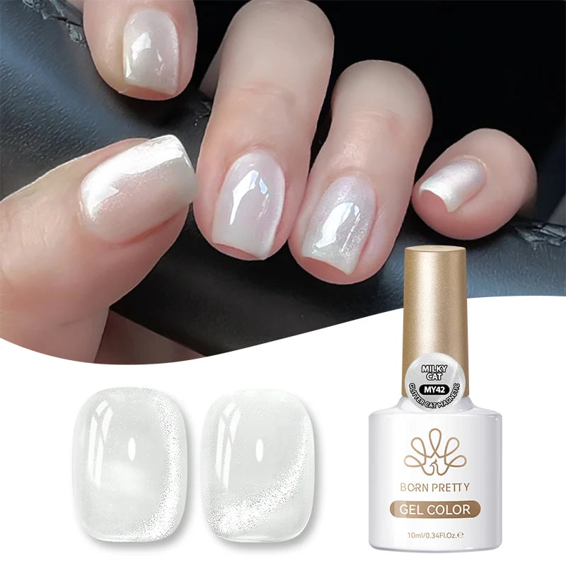 BORN PRETTY 10ml Fruit Green Purple Cat Magnetic Gel Nail Polish 2025 New Whitening Guava Grape Glass Bead Nail Varnish Supplies
