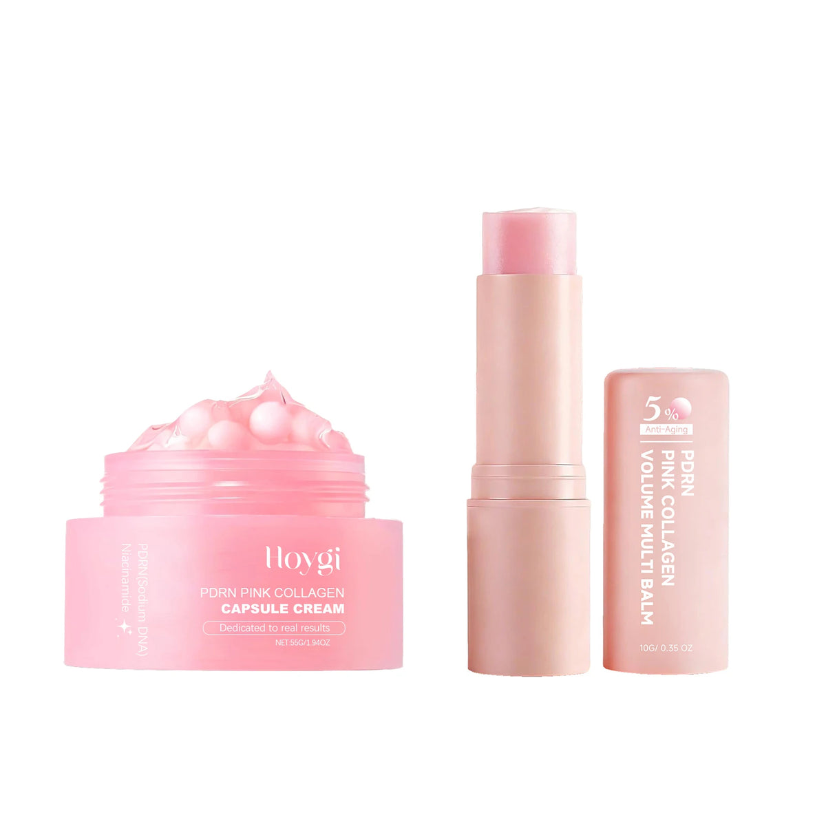 Korean PDRN Collagen Care Set - Deep Moisturizing Capsule Cream&Volume Multi Balm Hydrating Firming Anti-Aging Brightening Skin