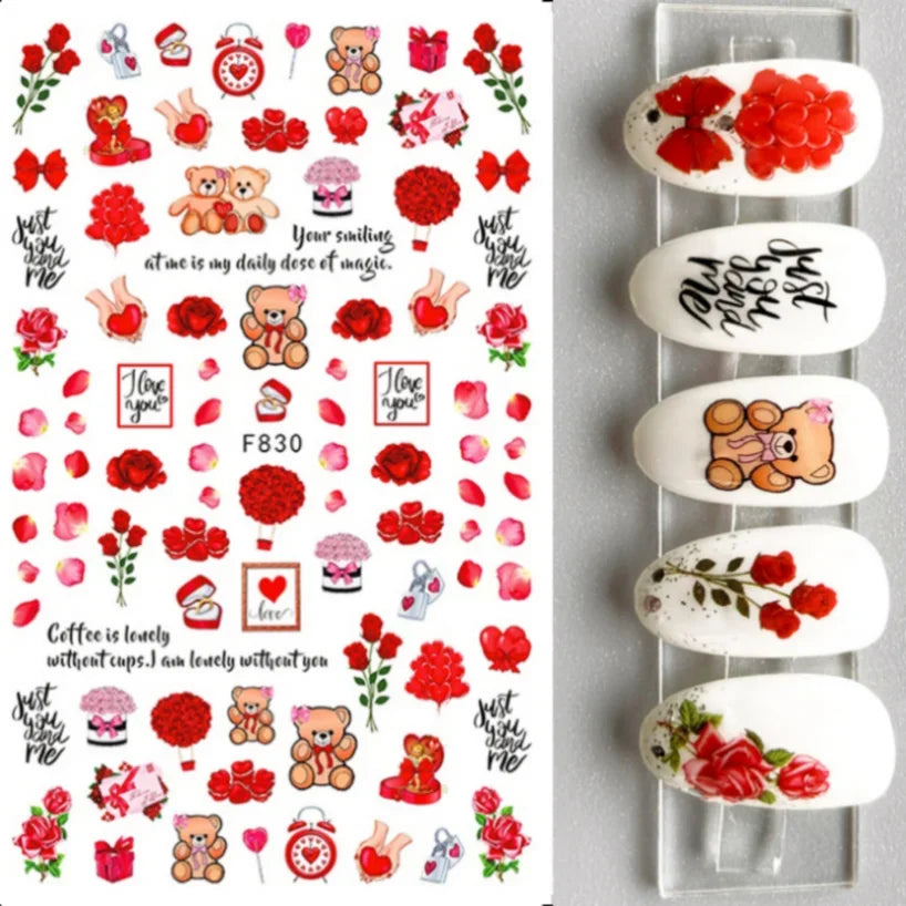 1PCS Laser Love Letter Nail Sticker Nail Art Decoration Flower Star supplies Decals Press On Nails Stickers Parts