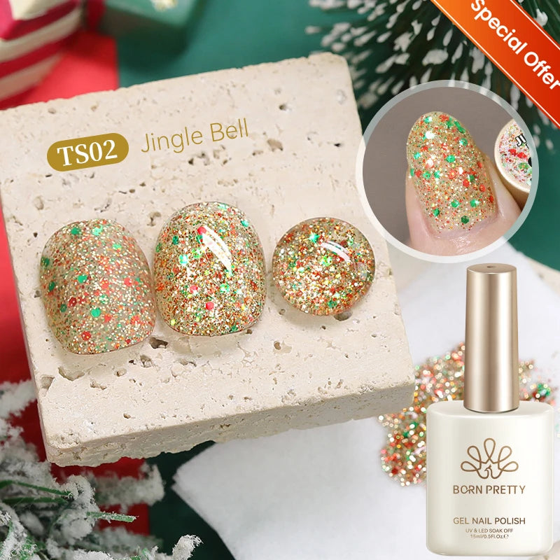 BORN PRETTY 15ml Red Cat Magnetic Gel Nail Polish Gold Glitter Shine Soak Off UV Gel Nail Art Varnish NailSupplies