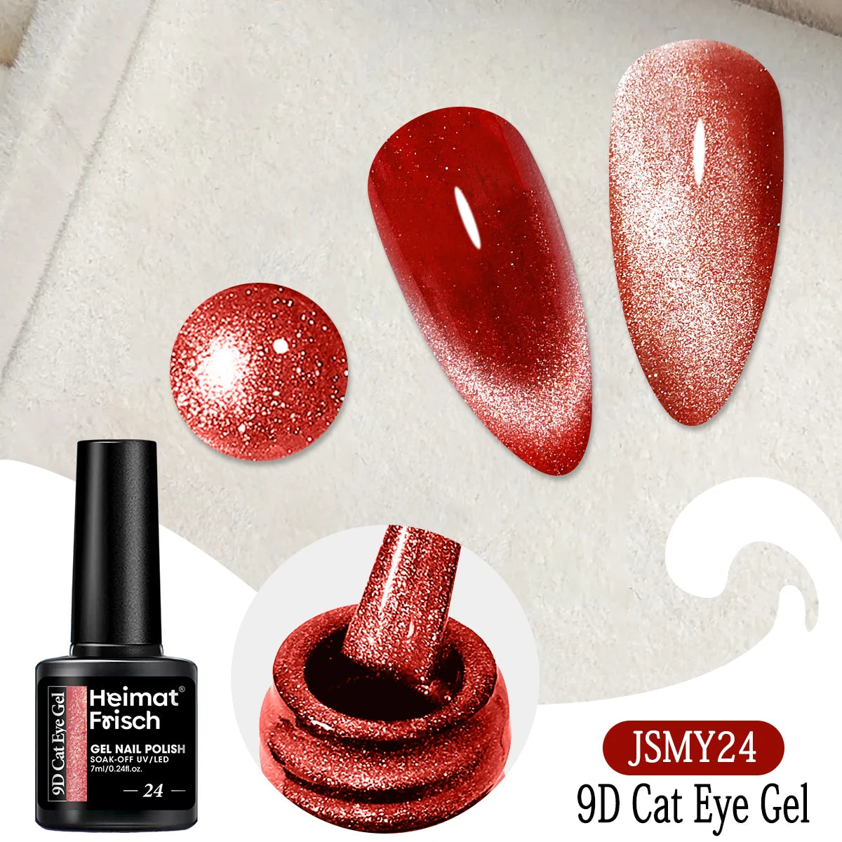 Heimat Frisch Single 0.24oz Crystal Cat Eye Gel Nail Polish - Holographic Glitter, Translucent and Magnetic Effect, Long-Lasting
