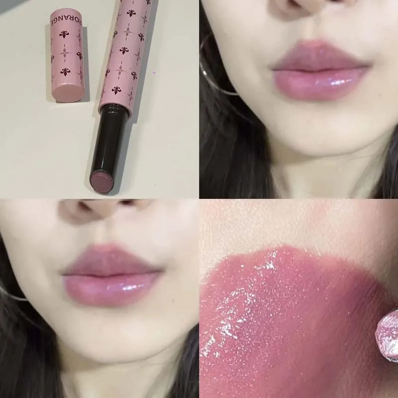 Herorange Starry Solid Lip Gloss Long Lasting Moisturizing Non-Sticky Non-Cup Stain Fine Glitter Glossy Lip Makeup Gift