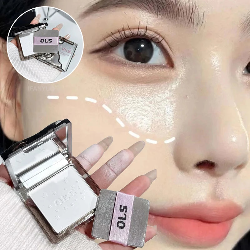 White Block Powder Soft Focus Oil Control Setting Matte Pressed Powder Natural Concealer Loose Powder for Face Contouring Makeup