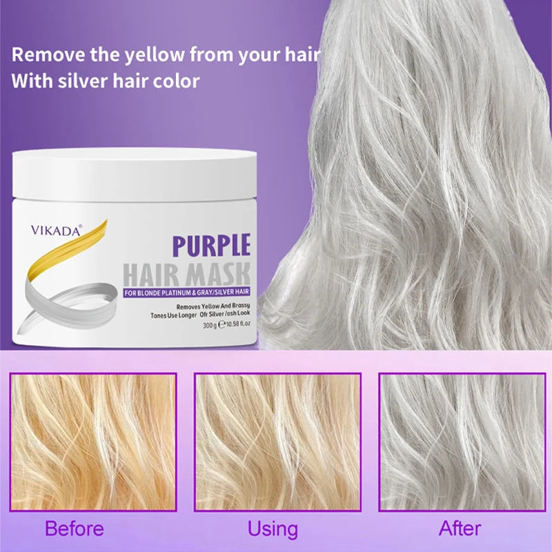 Gray Color Fixing Hair Mask Shampoo Cover Gray Hair Fade Yellow After Bleach Hair Shampoo Non-irritating Purple Shampoo Blonde