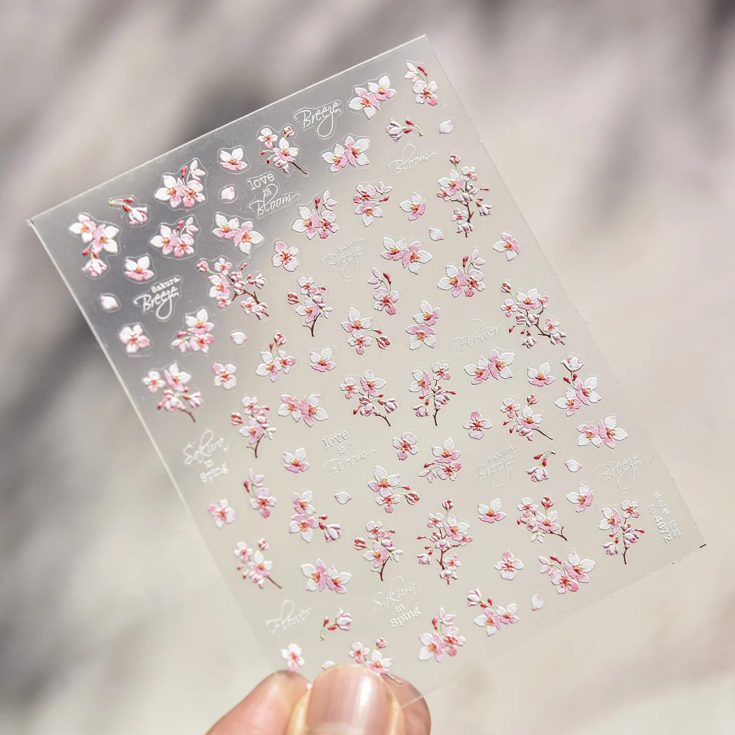 Cherry Blossom Nail Art Stickers 5D Embossed Nail Stickers Spring Self Adhesive Nail Decorations Stickers Decals Manicure Tools