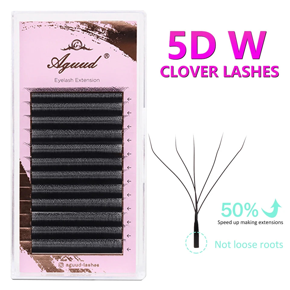 NEW L M Brown 3D Fairy Lashes 3D W Sandwich Hand Woven Premade Fans 3D Spike Clover Lashes Three-Core W Shaped Eyelash Extension