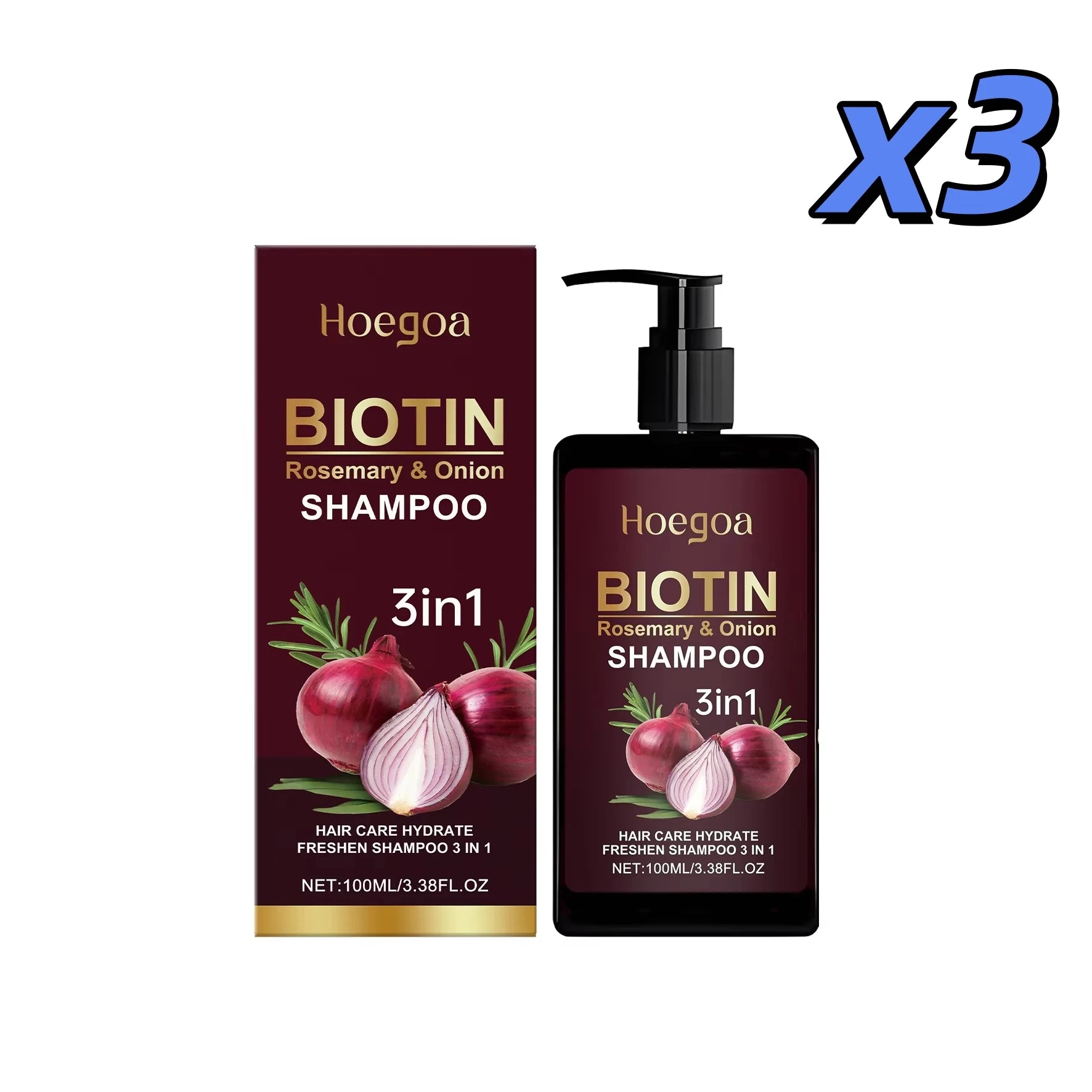 Red Onion Rosemary Shampoo Anti Hair Loss Repair Damaged Frizz Deep Cleansing Oil Control Thickening Hair Hair Growth Shampoo